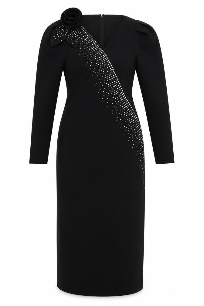 La Regina Black Bodycon Dress Women 8 Long Sleeve Party