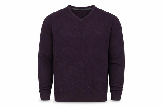 FatFace Men's Purple V-Neck Cotton Cashmere Jumper M