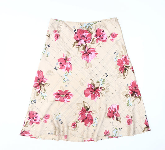 Phase Eight Women's Beige A-Line Floral Silk Skirt
