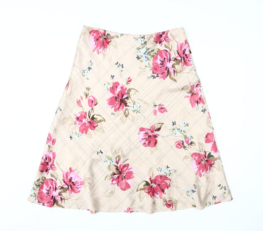 Phase Eight Women's Beige A-Line Floral Silk Skirt