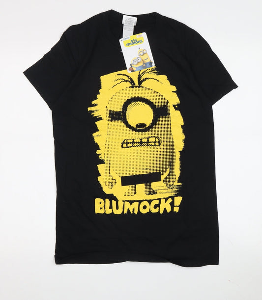 Men's Black Minions Graphic T-Shirt, Small, Movie Theme