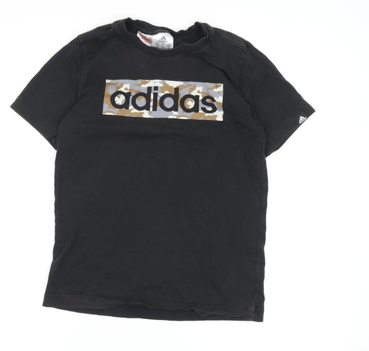 Adidas Boys Black Camouflage Graphic T-Shirt 9-10 Years