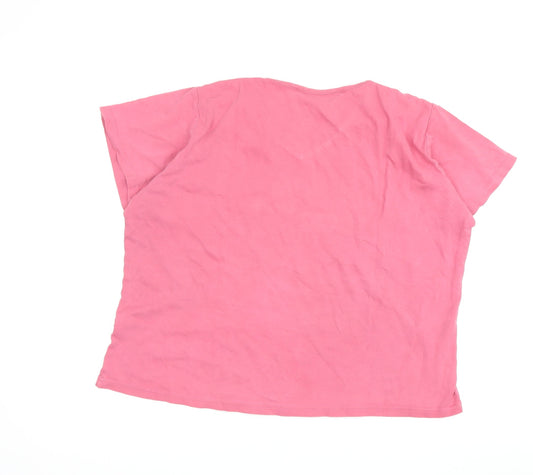 EWM Women's Pink Cotton Nightshirt, L, Graphic Print