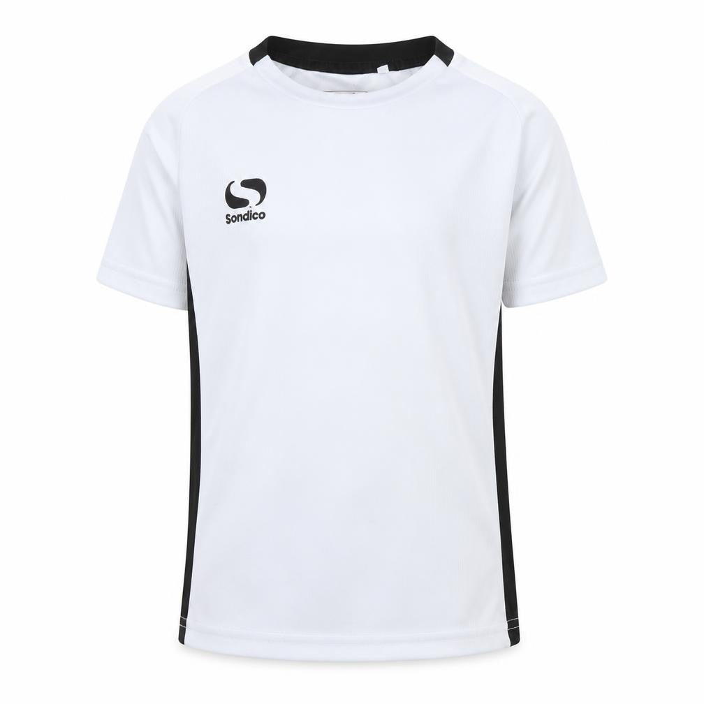 Front view of Sondico boys’ white t-shirt 5-6 years sports activewear