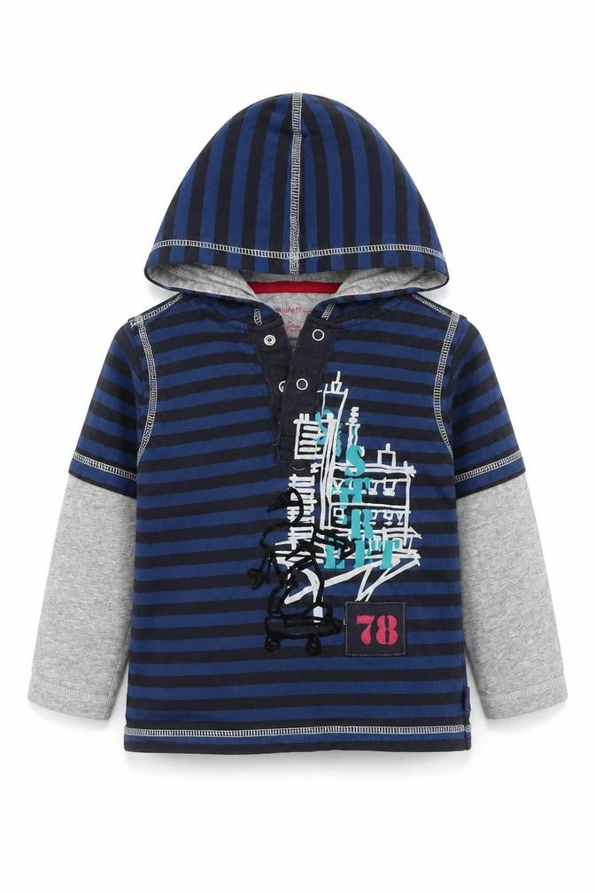Pumpkin Patch Boys Blue Striped Henley Jumper 24 Months