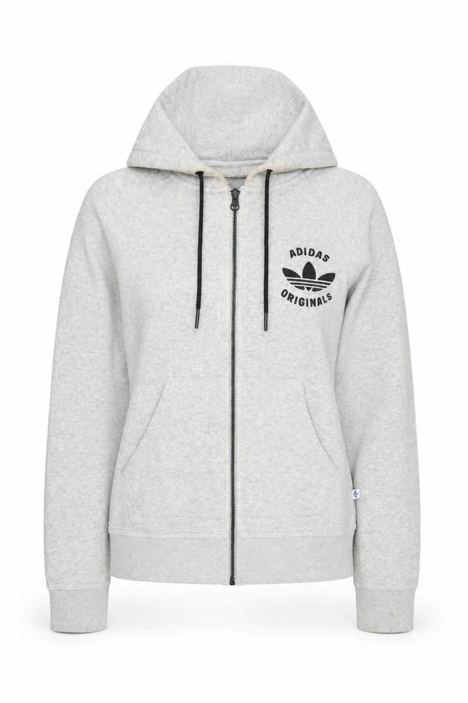 Unisex Adults UK 12 Regular adidas Grey Full Zip Hoodie