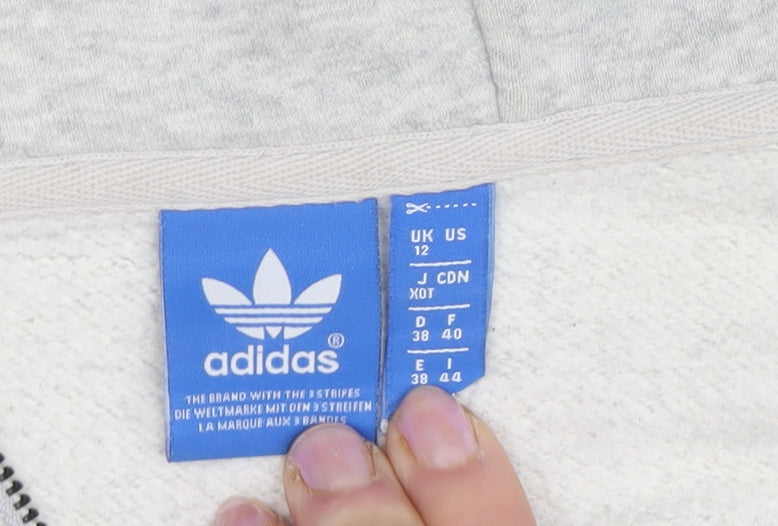 Adidas Grey Unisex Hoodie, Size 12, Full Zip, Casual