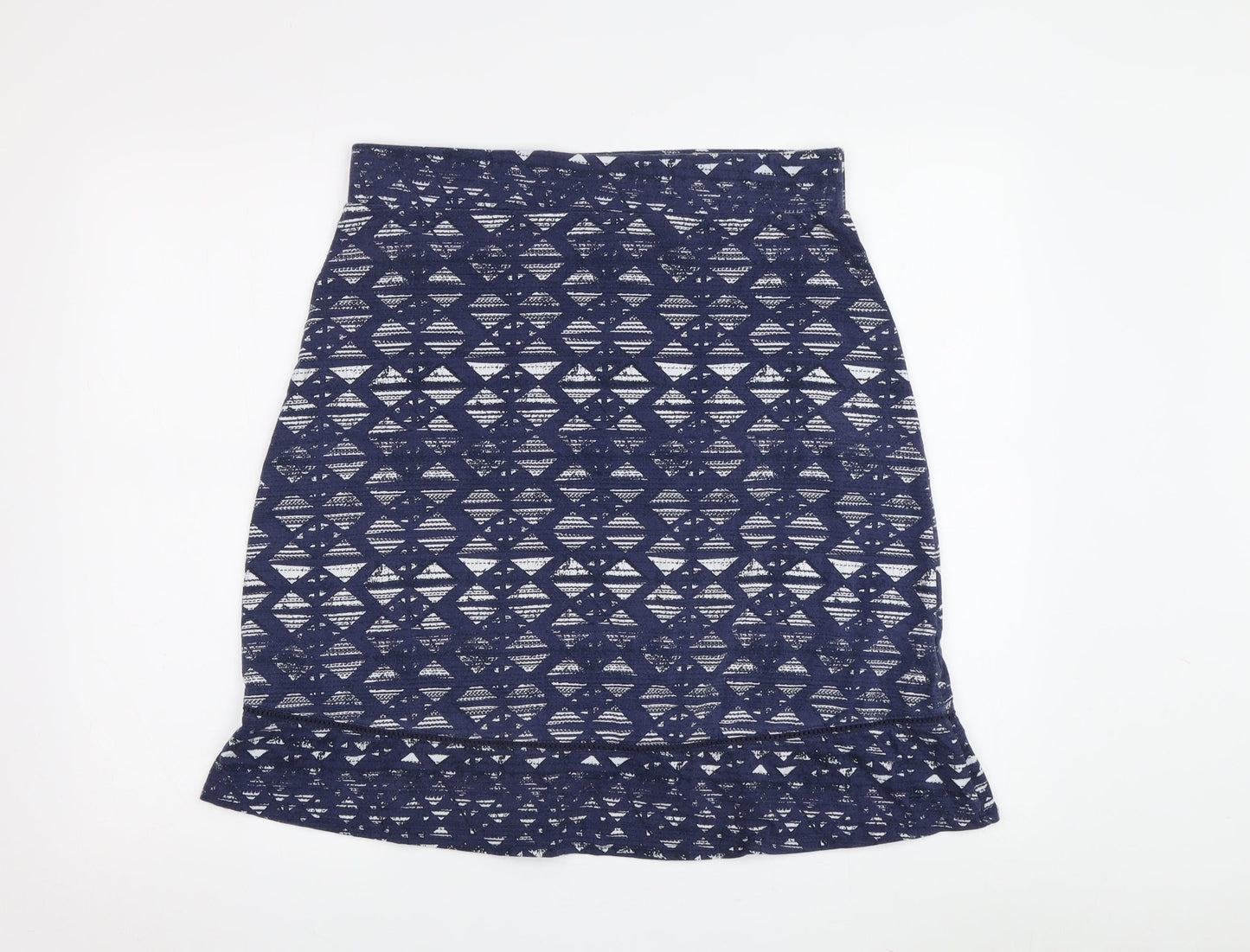 Matronny Women's Blue Geometric Pencil Skirt - Size 12