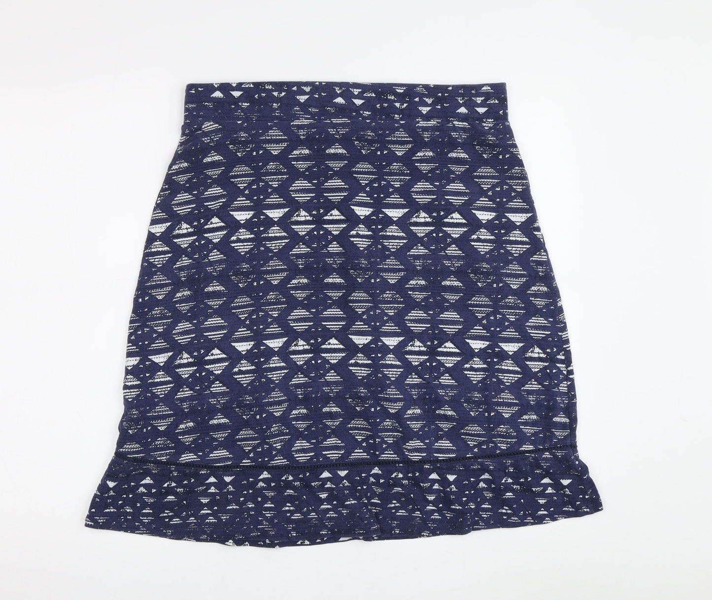 Matronny Women's Blue Geometric Pencil Skirt - Size 12