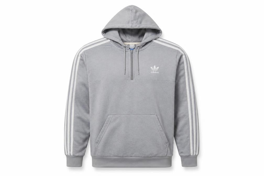 Unisex Adults UK L Regular adidas Grey 1/2 Zip Hoodie