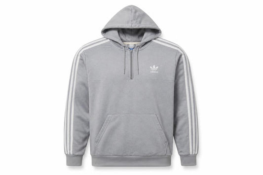 Unisex Adults UK L Regular adidas Grey 1/2 Zip Hoodie