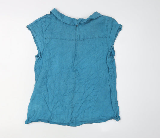 White Stuff Women's Blue Linen Blouse - Size 8 Regular Fit