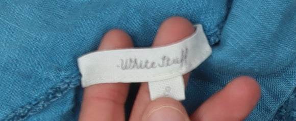White Stuff Women's Blue Linen Blouse - Size 8 Regular Fit