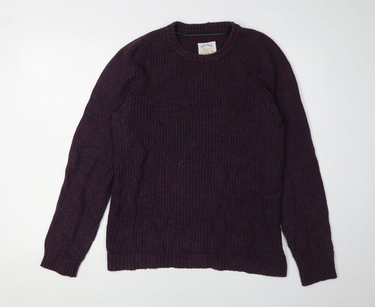 Fat Face Men's Purple Chunky-Knit Pullover Jumper, Size S