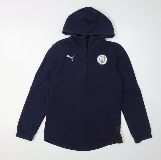 Puma Boys Blue Manchester City 1/2 Zip Hoodie 11-12 Yrs