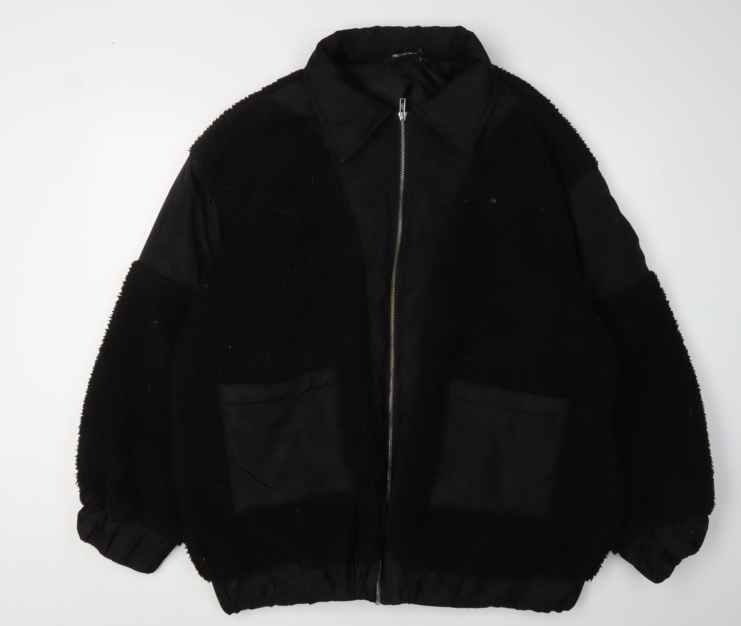 PrettyLittleThing Women's Black Fleece Jacket Size 12