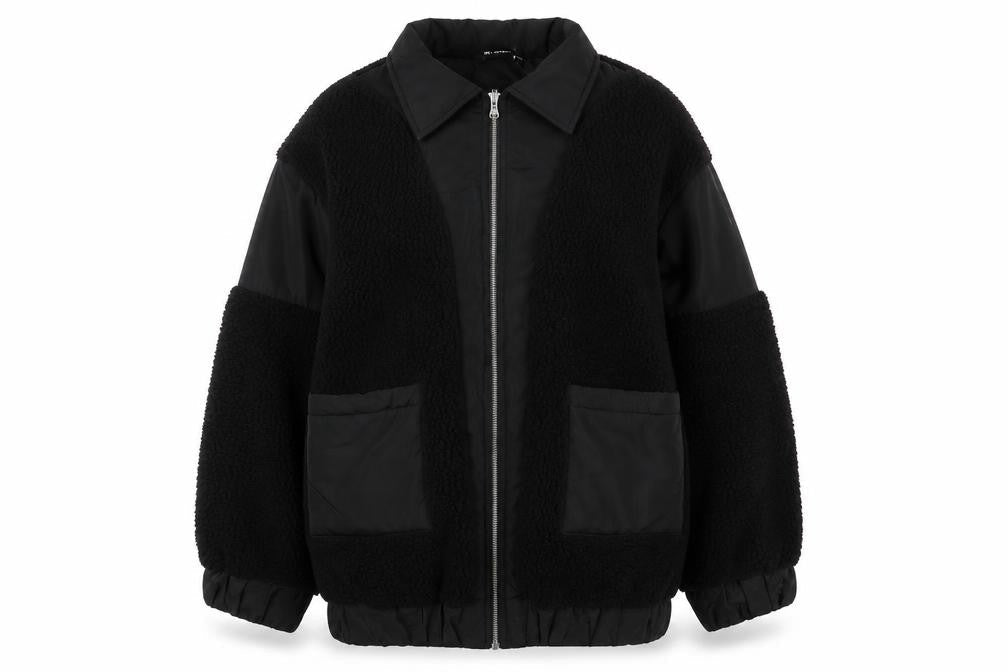 PRETTYLITTLETHING Women's Black Fleece Jacket Size 12