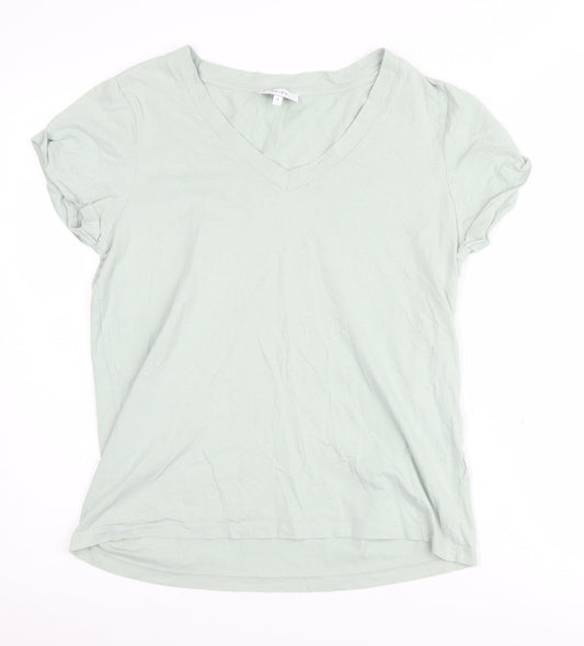 Reiss Women's Green V-Neck T-Shirt, Size S, Casual Style