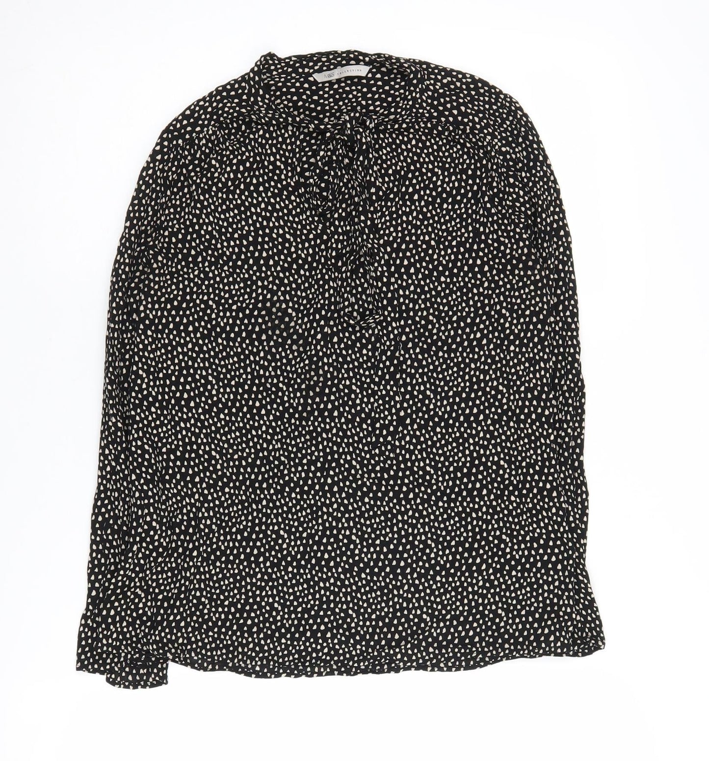 Marks & Spencer Women's Black Geometric Blouse, Size 6