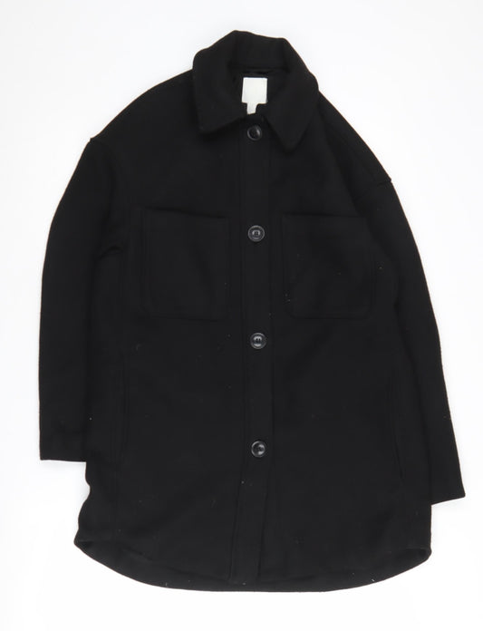 H&M Women's Black Overcoat XS Regular Fit