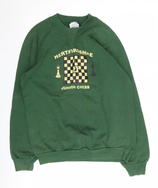 Fruit of the Loom Boys Green Chess Sweatshirt Size S