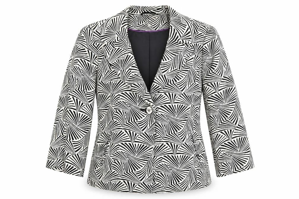 Country Casuals Women's Blazer Black/White Geometric Size 12