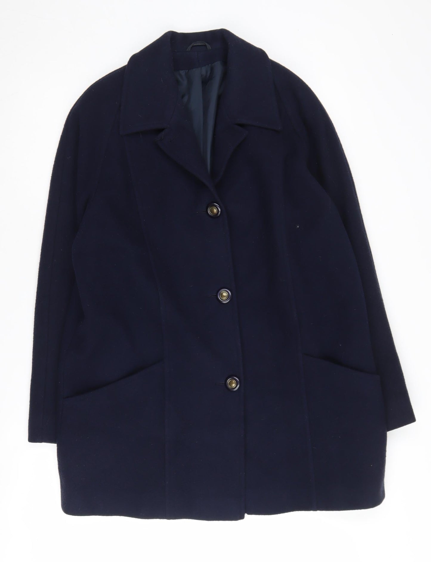 Hamells Women's Blue Wool Mid-Length Coat Size 12