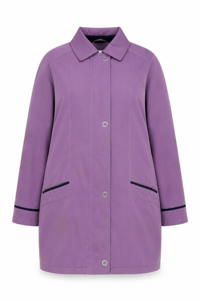 EWM Women's Purple Long Coat Size 16, Collared Style