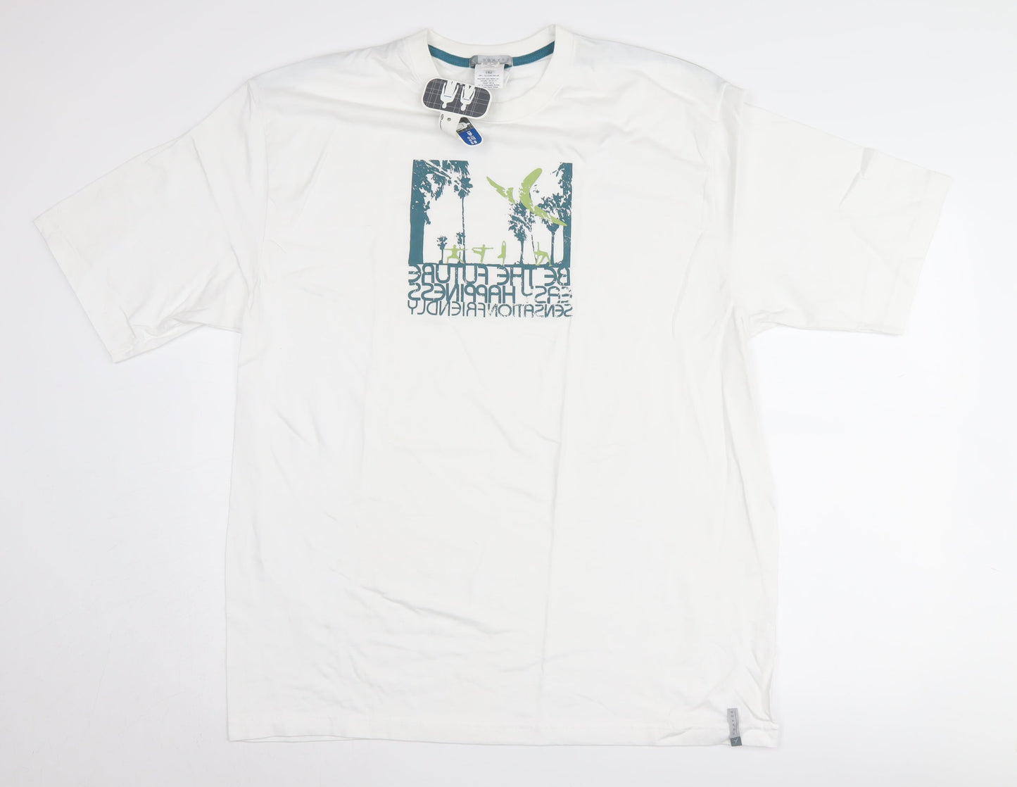 Decathlon Men's White Graphic Print Cotton T-Shirt