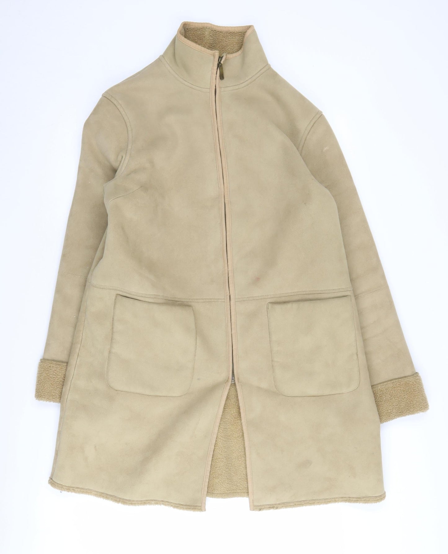 Next Beige Women's Mid-Length Zip Coat UK 14