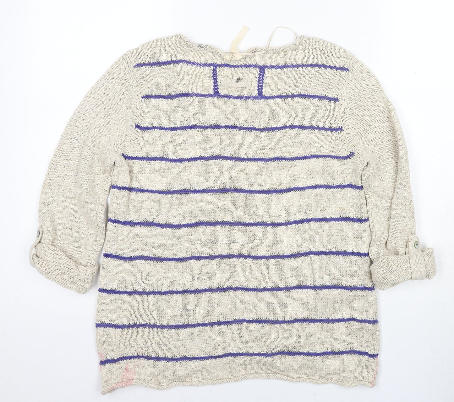 White Stuff Women's Beige Striped Pullover Jumper Size 12