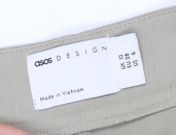 ASOS DESIGN Women's Beige Straight Trousers Size 10
