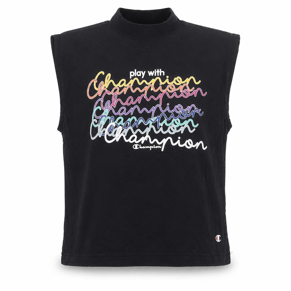 Unisex Adultss UK Size S Champion Black 100% Cotton Tank