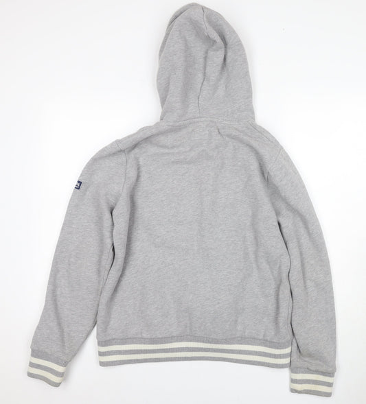 Superdry Women's Grey Pullover Hoodie, Size 14, Logo Accents