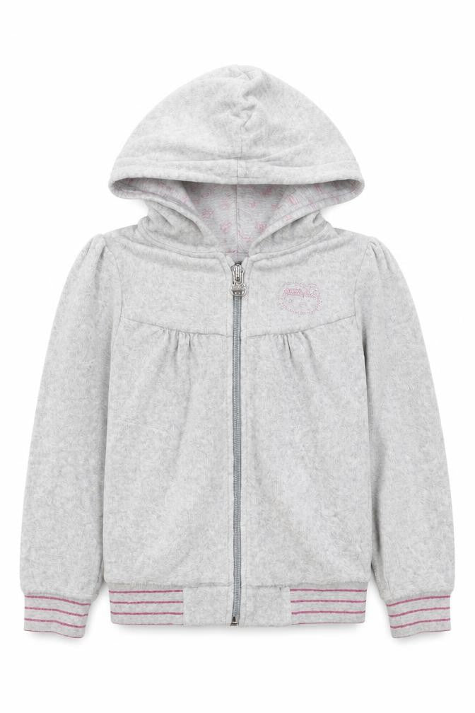 Front view of H&M girls’ grey hoodie, size 3-4, years, long sleeve, full zip