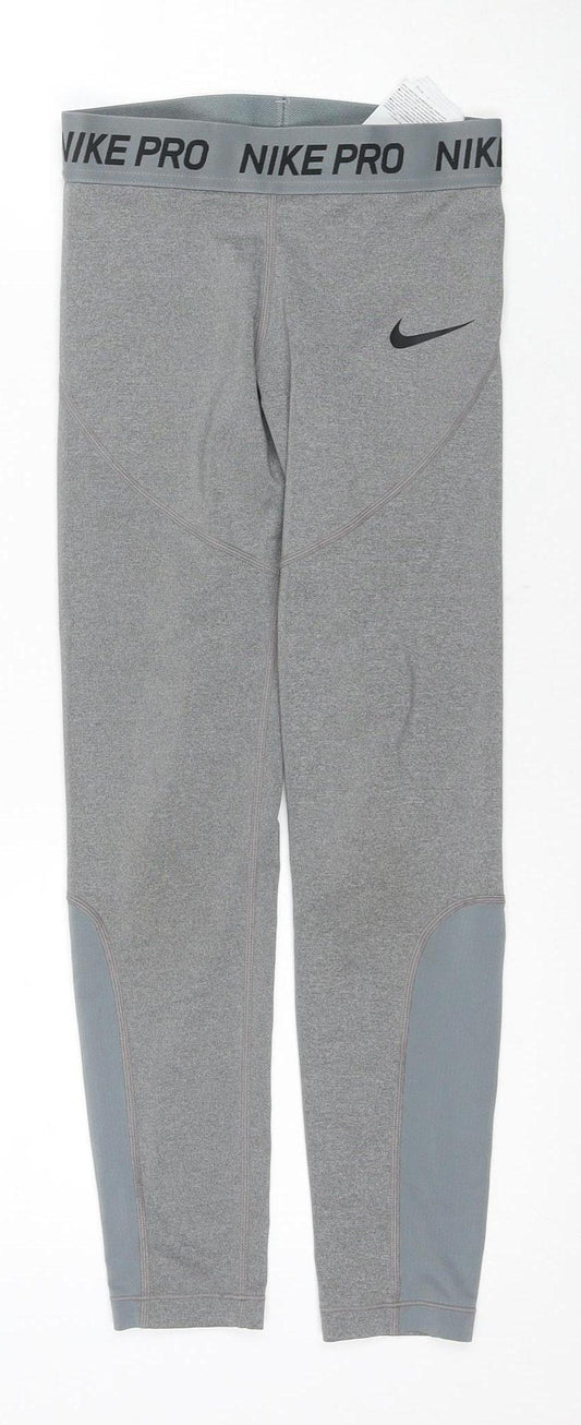 Nike Unisex Kids Grey Compression Leggings Size S for Running