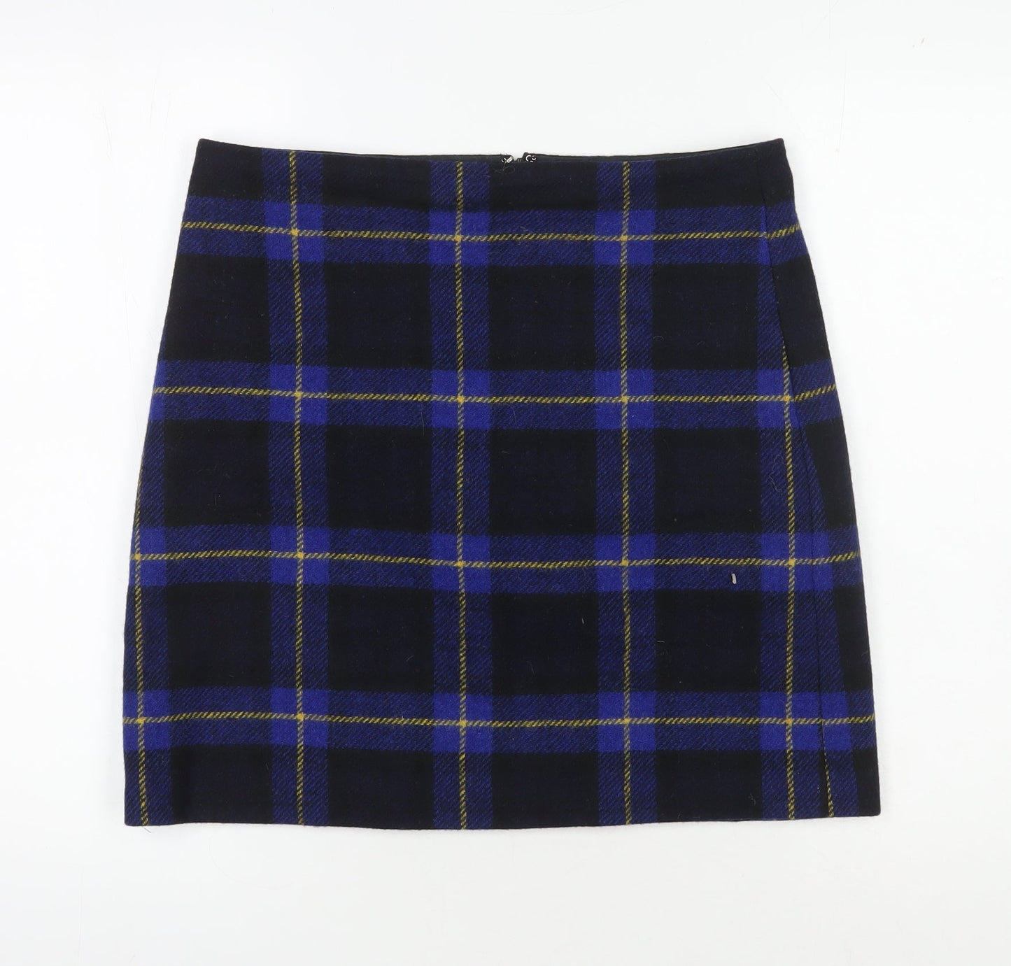 Hobbs Women's Blue Plaid Short Pencil Skirt Size 12