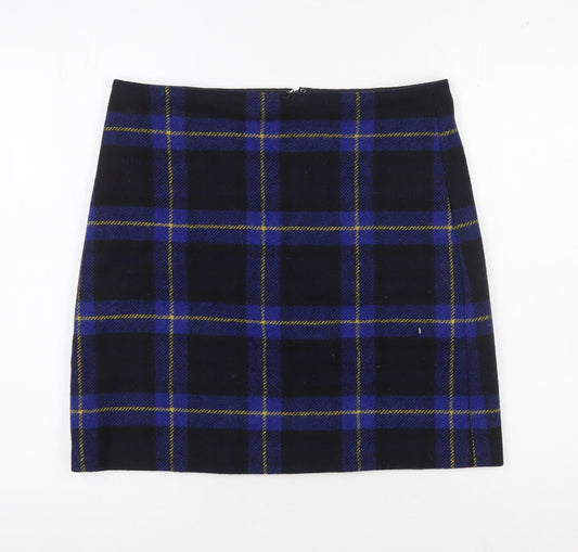 Hobbs Women's Blue Plaid Short Pencil Skirt Size 12