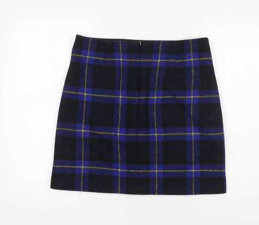 Hobbs Women's Blue Plaid Short Pencil Skirt Size 12