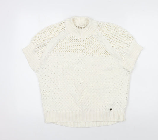Ted Baker Women's White Open-Knit Pullover Jumper Size 10