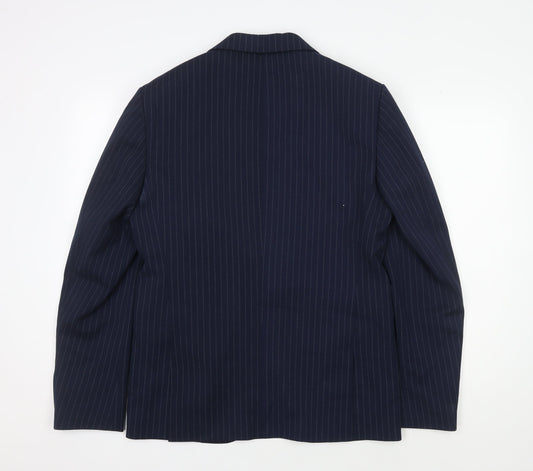 Moss London Men's Blue Striped Blazer 40 Long