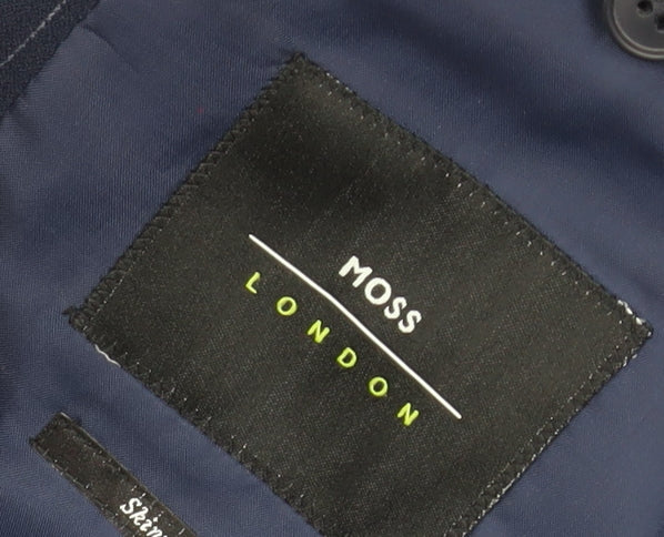 Moss London Men's Blue Striped Blazer 40 Long