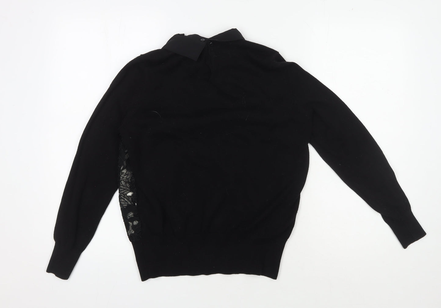 Oasis Women's Black Lace Cropped Blouse M