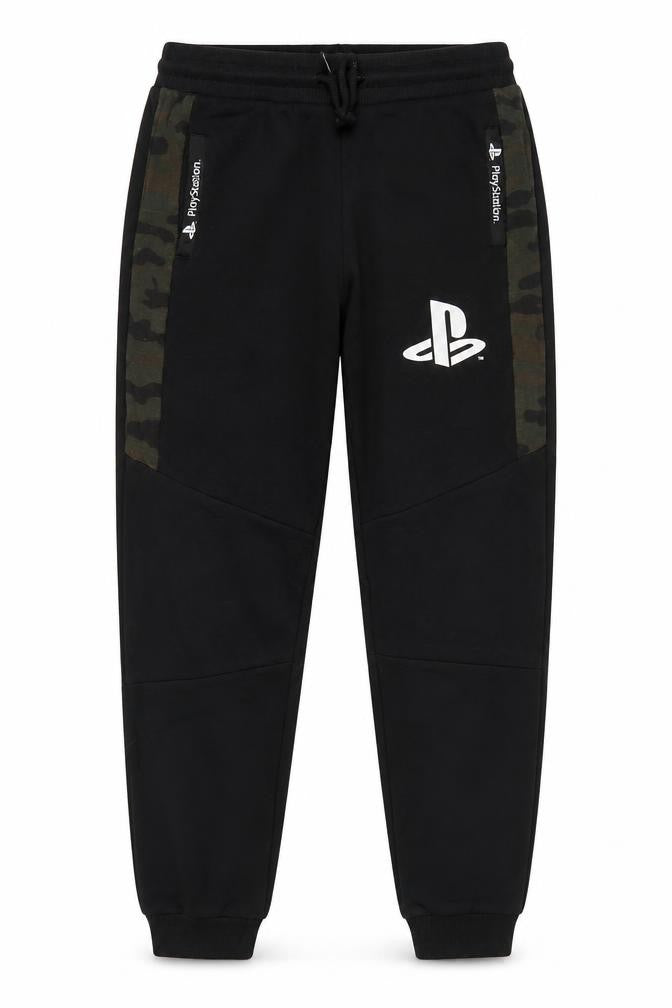 Front view of PlayStation boys’ black jogger trousers 14 years