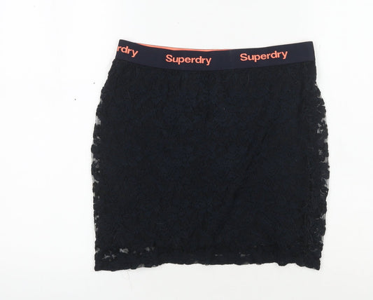 Superdry Women's Black Lace Pencil Skirt, Size M