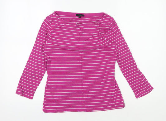 Linea Women's Pink Striped T-Shirt, Size M, Boat Neck