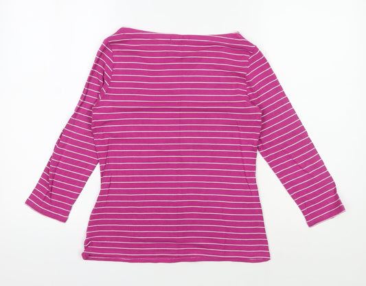Linea Women's Pink Striped T-Shirt, Size M, Boat Neck