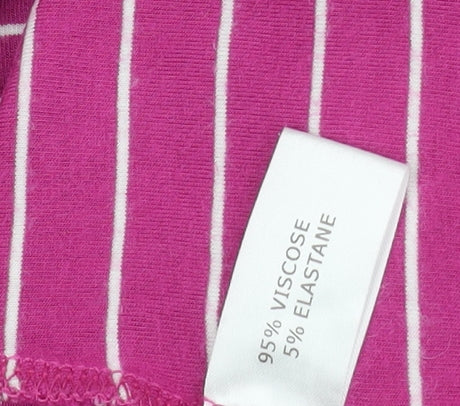Linea Women's Pink Striped T-Shirt, Size M, Boat Neck