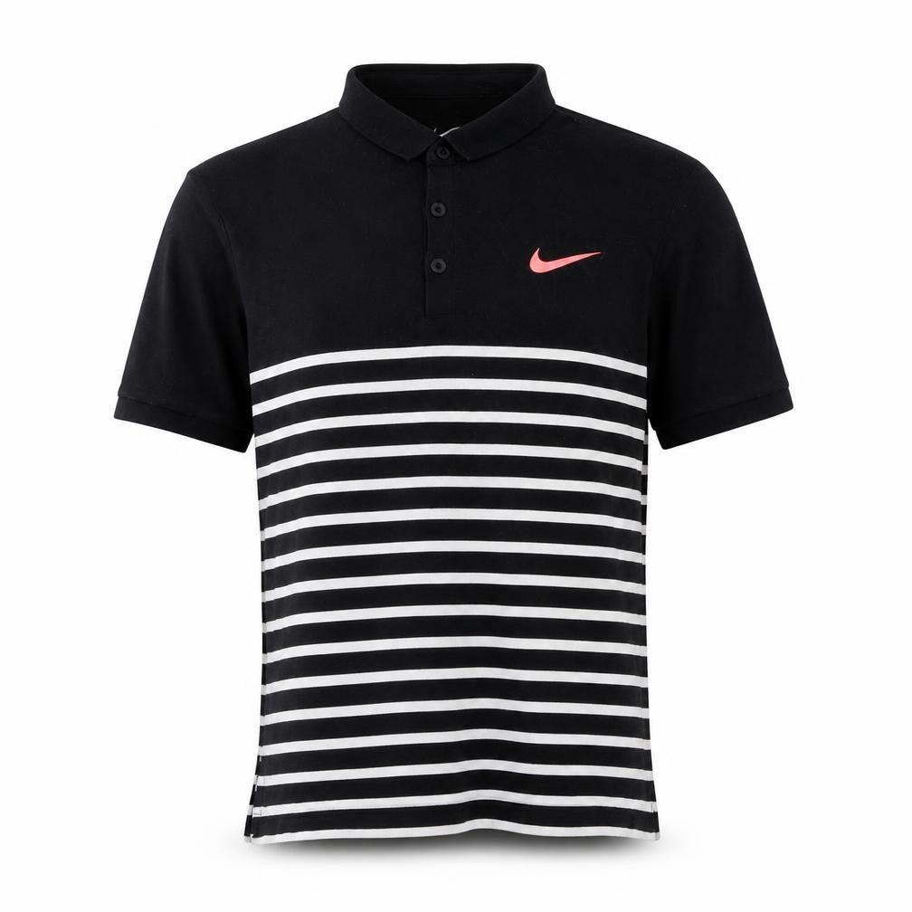Nike Men's Black Striped Polo, Size S, Dri-Fit Style