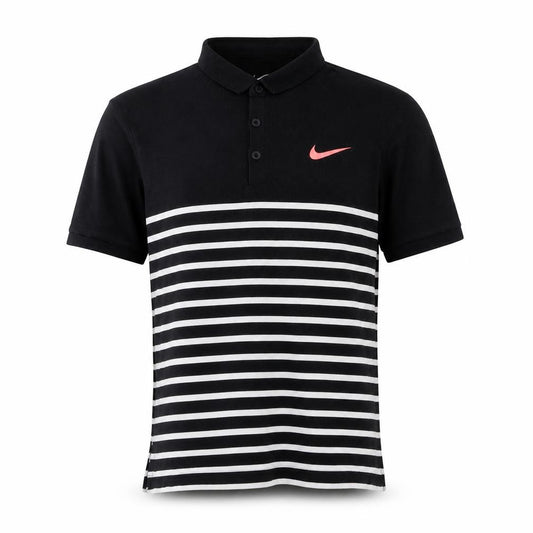 Nike Men's Black Striped Polo, Size S, Dri-Fit Style